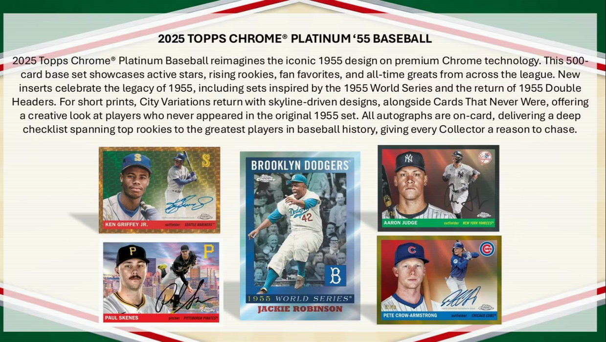 2025 Topps Chrome Platinum '55 Baseball Hobby Box (Pre-Order: June 5)