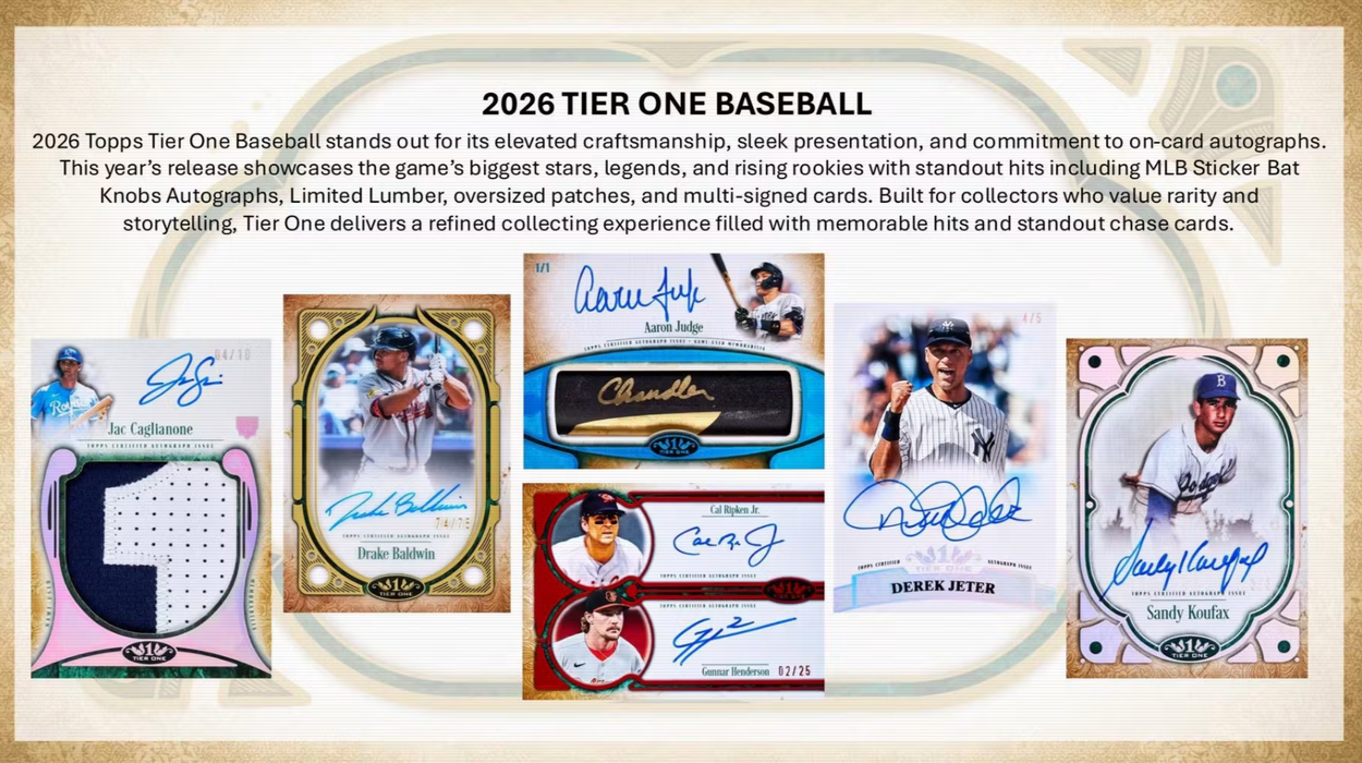 2026 Topps Tier One Baseball Hobby Box (Pre-Order: June 24)