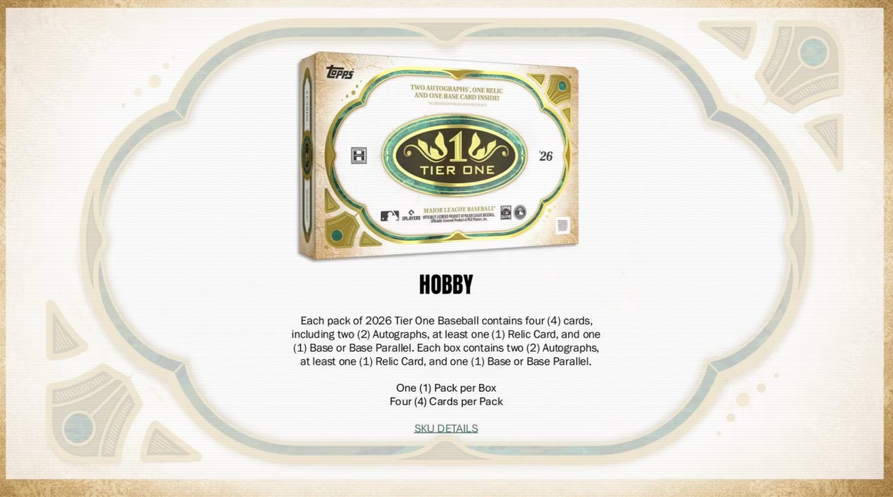 2026 Topps Tier One Baseball Hobby Box (Pre-Order: June 24)