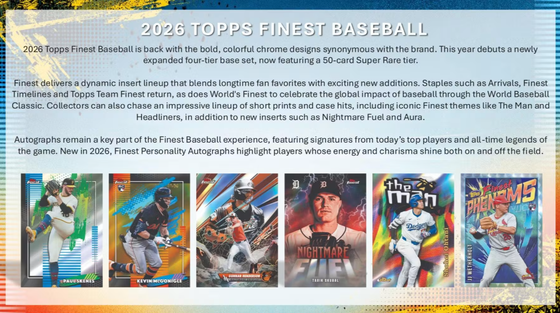 2026 Topps Finest Baseball Hobby Box (Pre-Order: July 15)