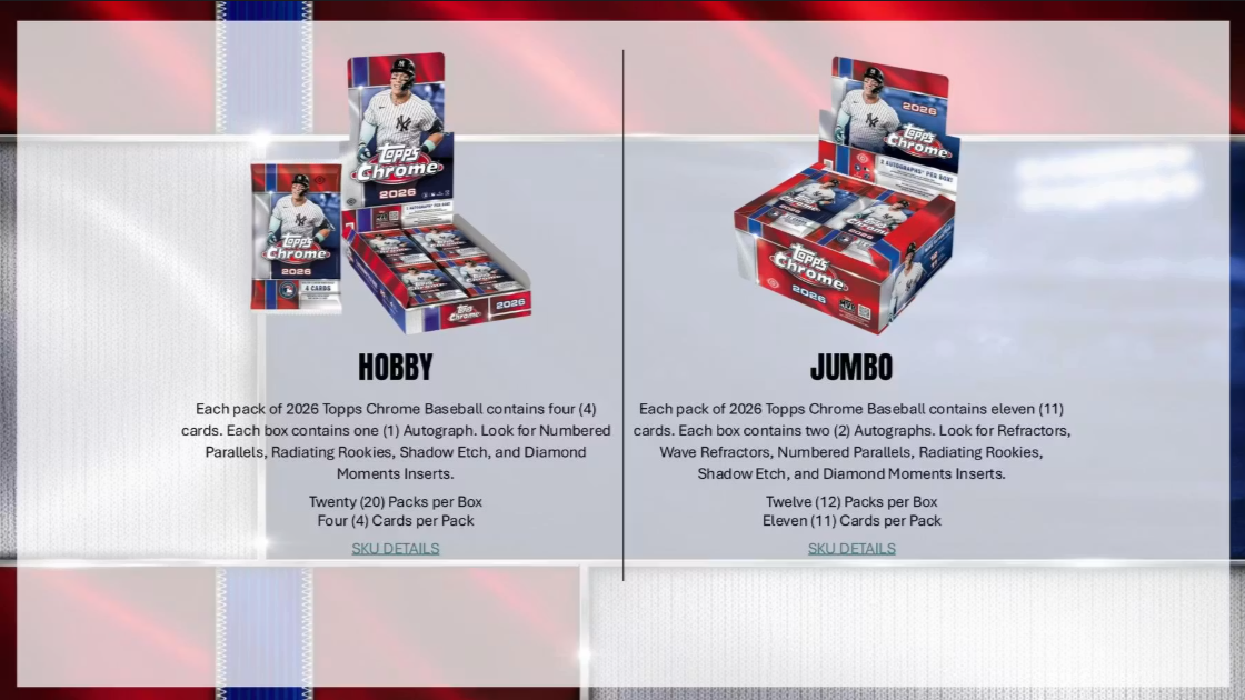 2026 Topps Chrome Baseball Hobby Jumbo Box (Pre-Order: July 22)