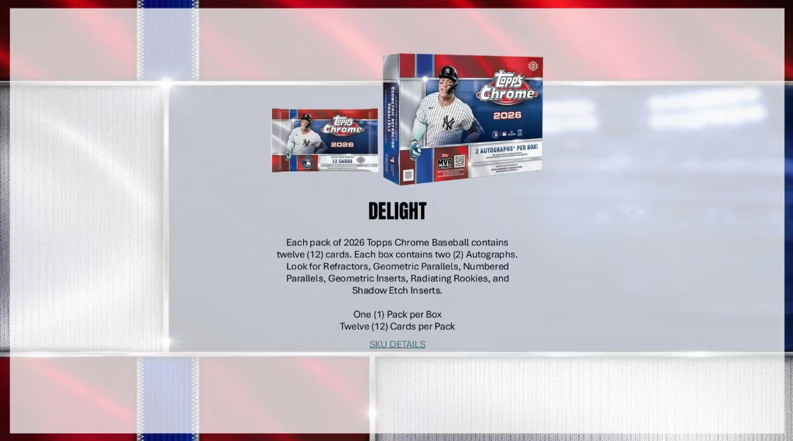 2026 Topps Chrome Baseball Hobby Jumbo Box (Pre-Order: July 22)
