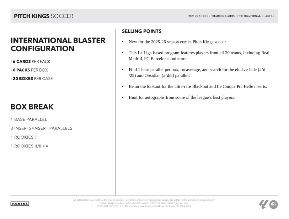 2025-26 Panini Pitch Kings Soccer International Blaster Box (Pre-Order: July 9)