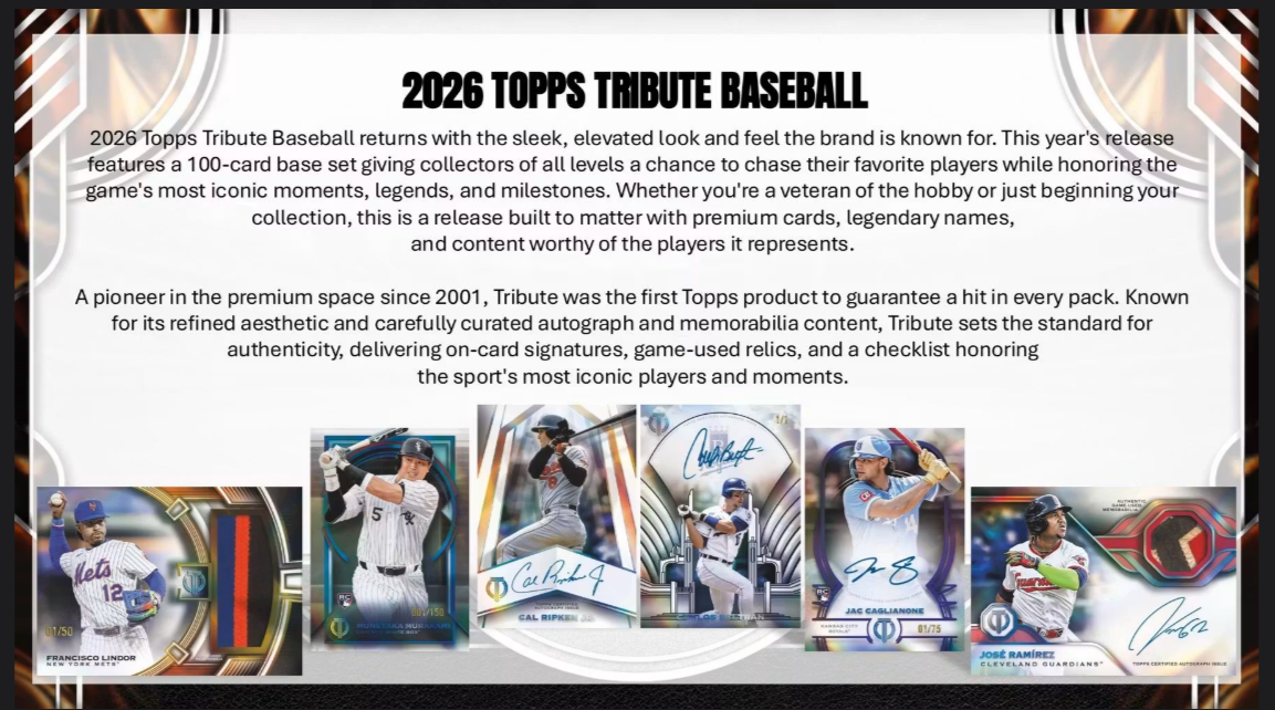 2026 Topps Tribute Baseball Hobby Box (Pre-Order: July 29)
