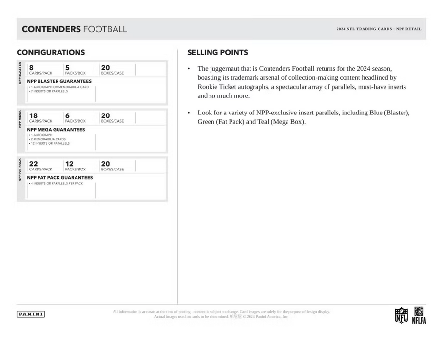 2024 Panini Contenders NFL Football 24-Pack Retail Box