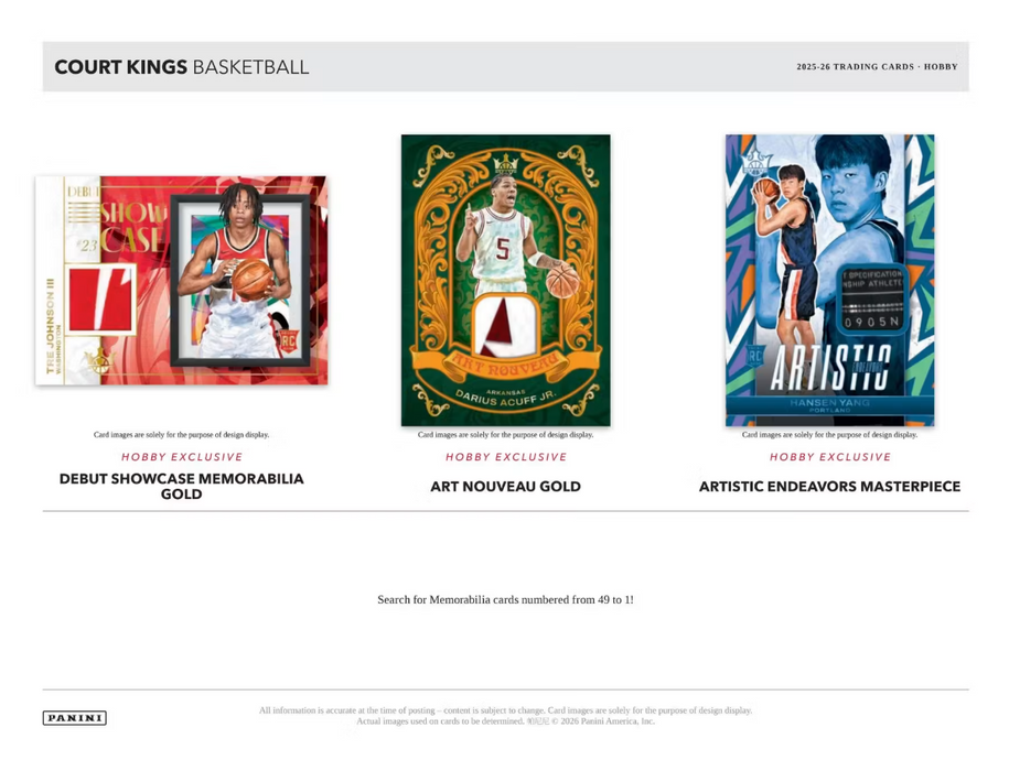 2025-26 Panini Court Kings Basketball Hobby Box (Pre-Order: July 25)