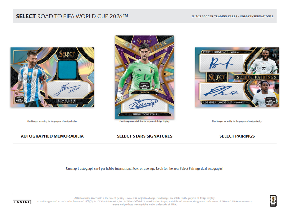 2025-26 Panini Select Road to FIFA World Cup Soccer Hobby International Box (Pre-Order: August 1)