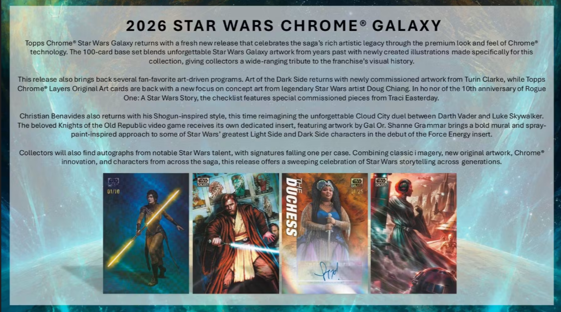 2026 Topps Chrome Star Wars Galaxy Hobby Box (Pre-Order: August 12)