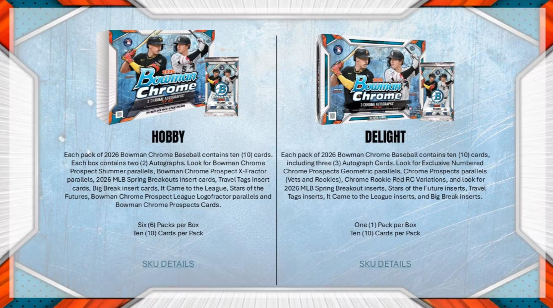 2026 Bowman Chrome Baseball Delight Box (Pre-Order: September 9)