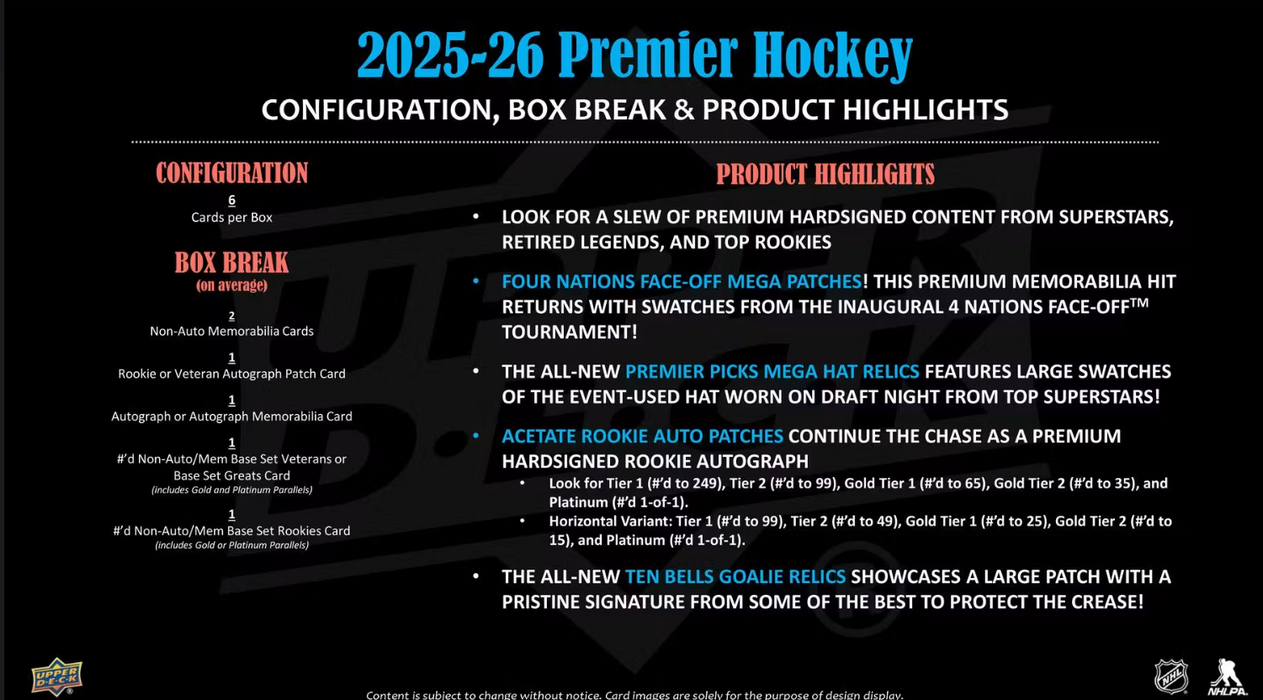 2025-26 Upper Deck Premier Hockey Hobby Box