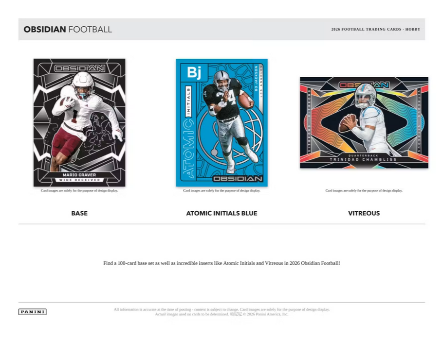2026 Panini Obsidian Football NFL Hobby Box (Pre-Order: October 22)