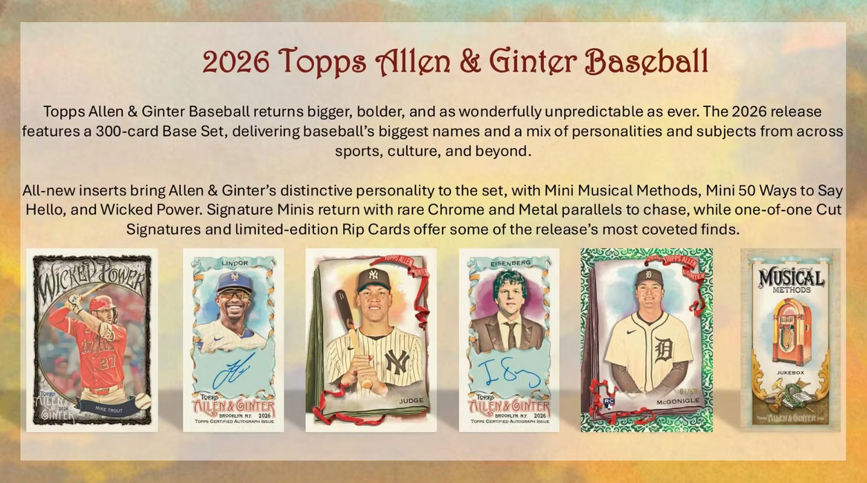 2026 Topps Allen & Ginter Baseball Blaster Value Box (Pre-Order: October 7)