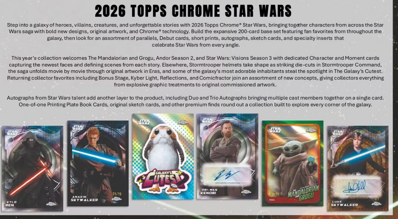 2026 Topps Star Wars Chrome Hobby Box (Pre-Order: September 30)