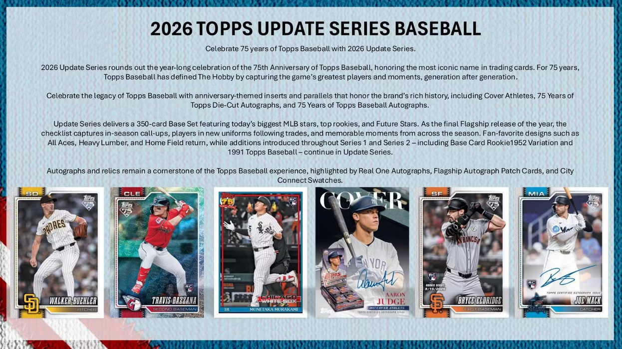 2026 Topps Update Series Baseball Hobby Box (Pre-Order: October 14)