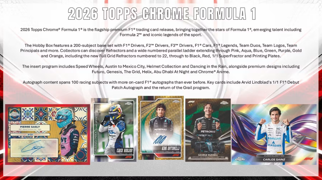 2026 Topps Chrome F1 Formula 1 Hobby Box (Pre-Order: October 15)