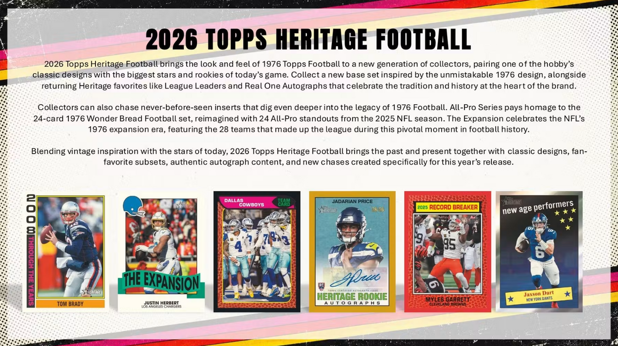 2026 Topps Heritage Football Mega Box (Pre-Order: October 21)