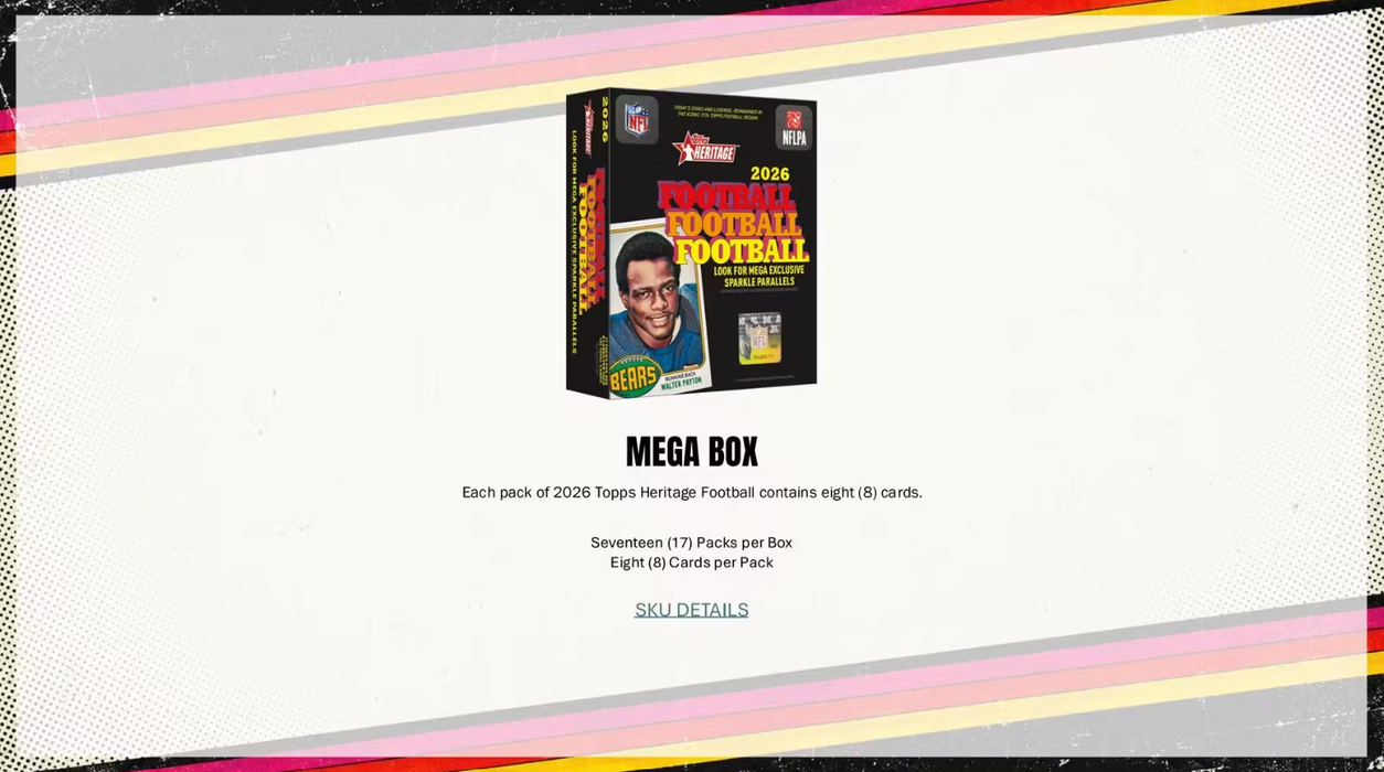 2026 Topps Heritage Football Mega Box (Pre-Order: October 21)