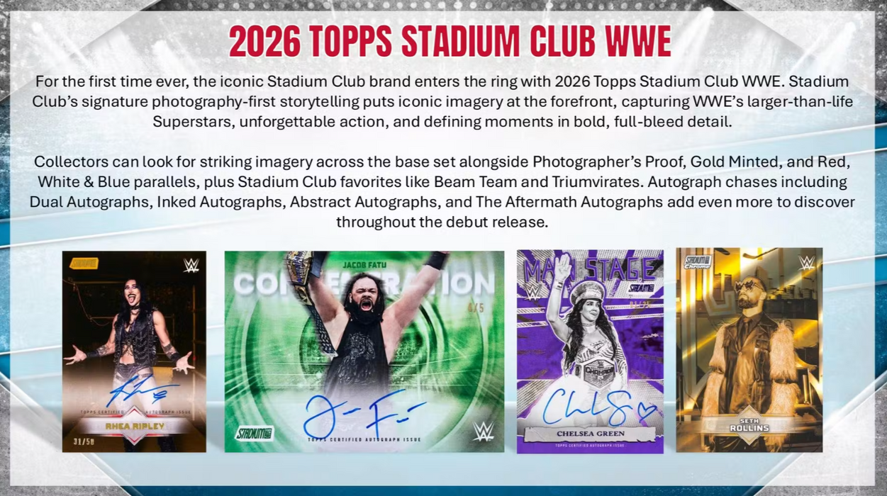 2026 Topps Stadium Club WWE Hobby Box (Pre-Order: October 23)