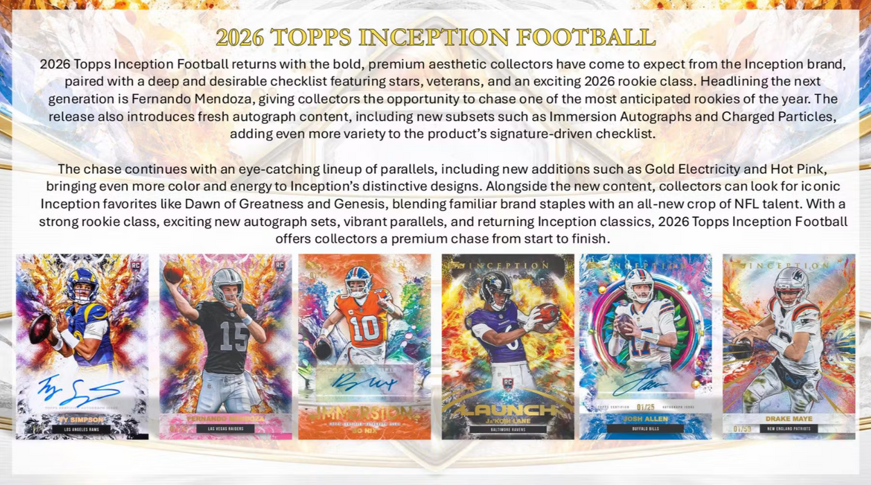 2026 Topps Inception NFL Football Hobby Box (Pre-Order: November 6, 4 pm AEST)