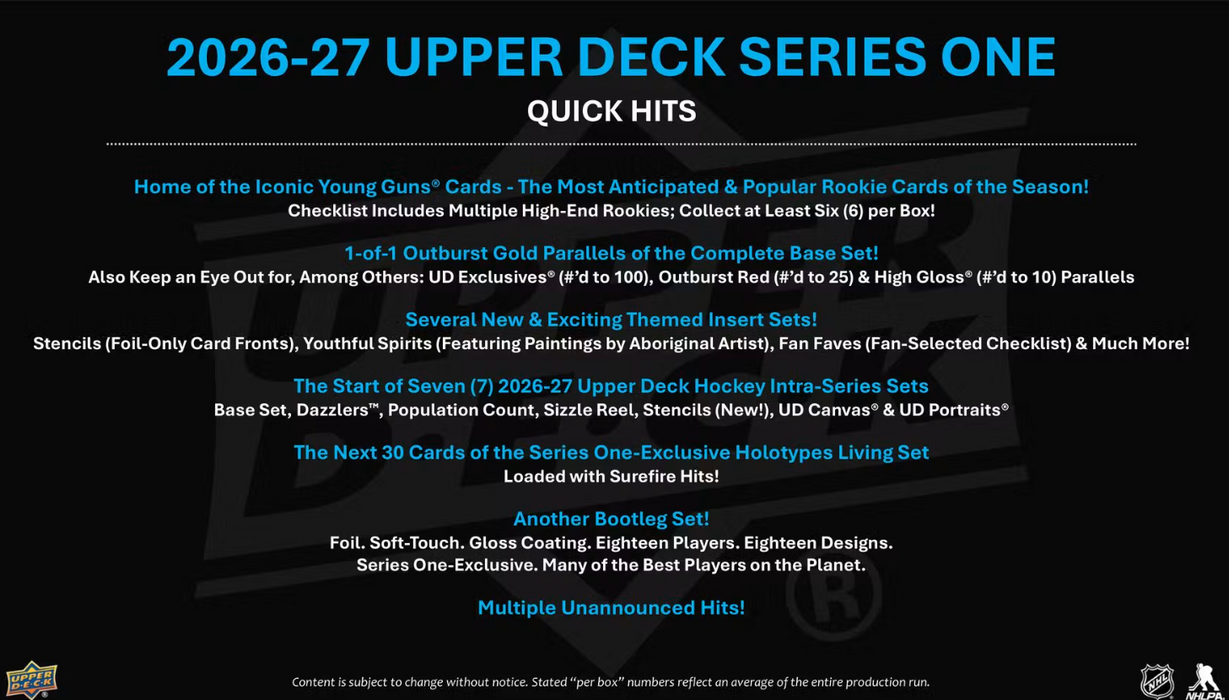2026-27 Upper Deck Series 1 Hockey Hobby Box