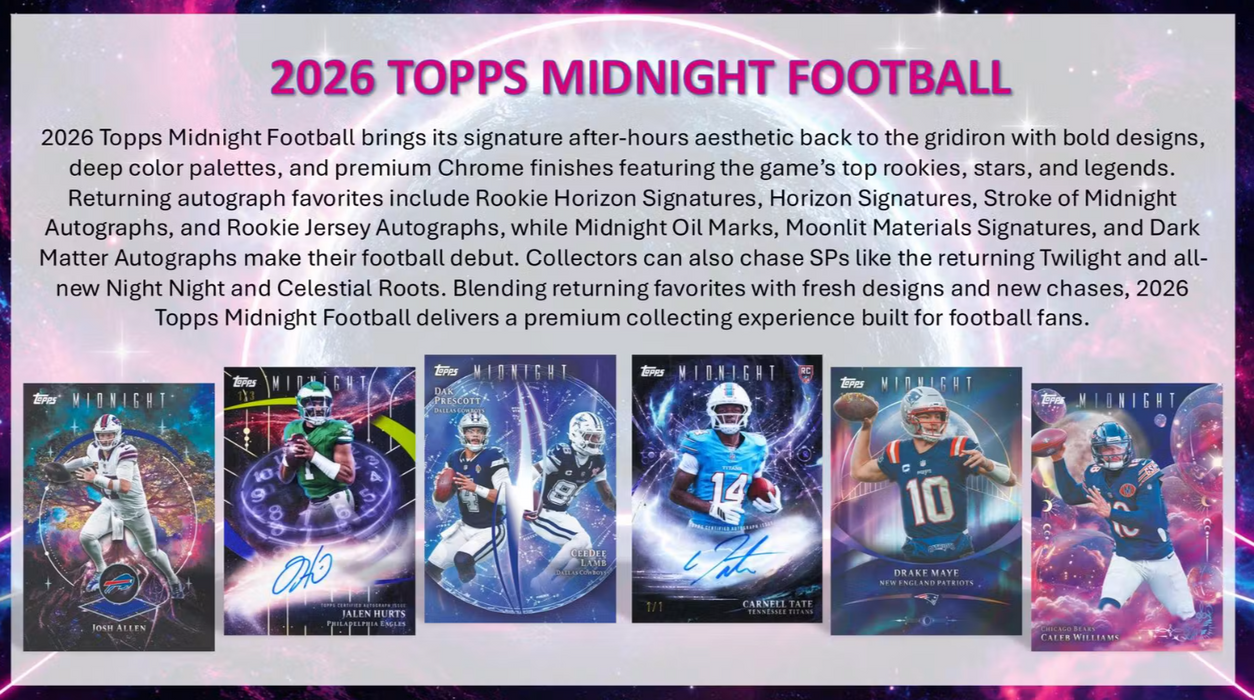 2026 Topps Midnight NFL Football Hobby Box (Pre-Order: November 13, 4 pm)