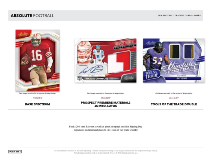2026 Panini Absolute NFL Football Hobby Box (Pre-Order: TBA)