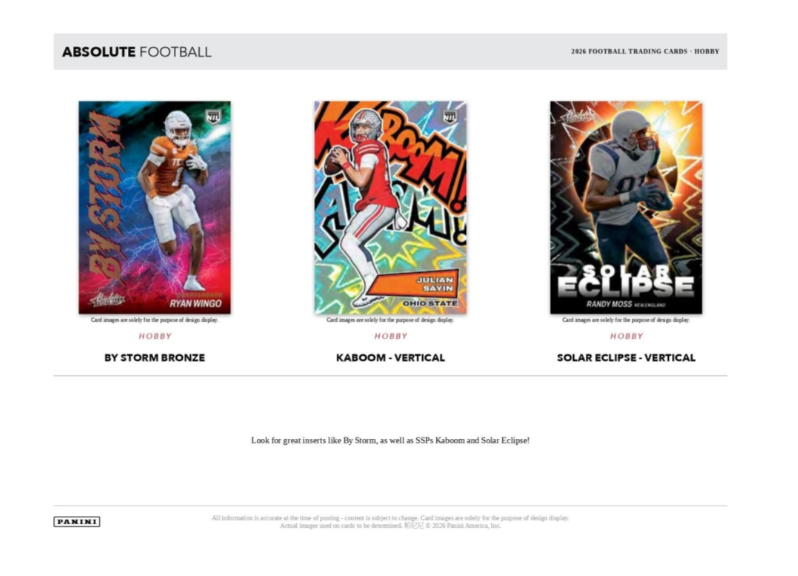 2026 Panini Absolute NFL Football Hobby Box (Pre-Order: TBA)