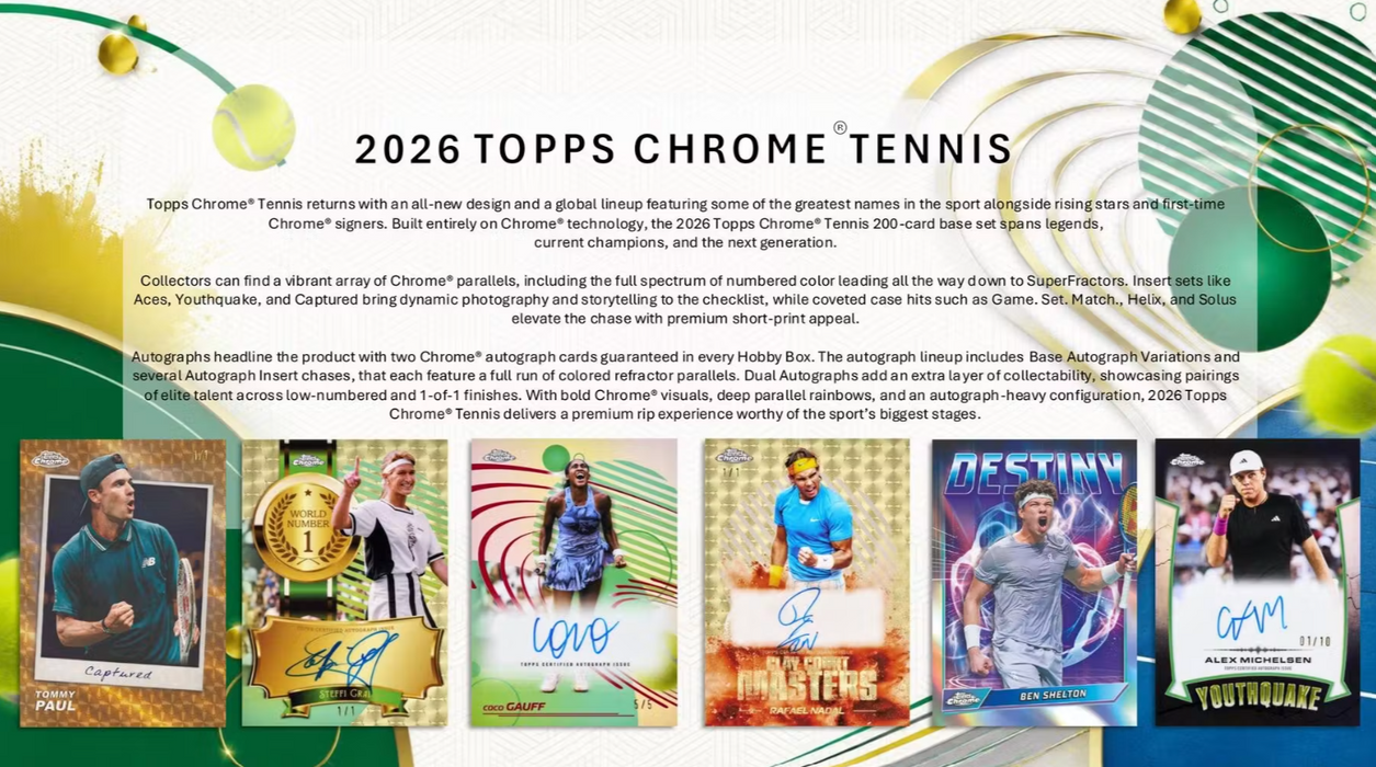 2026 Topps Chrome Tennis Hobby Box (Pre-Order: September 30)