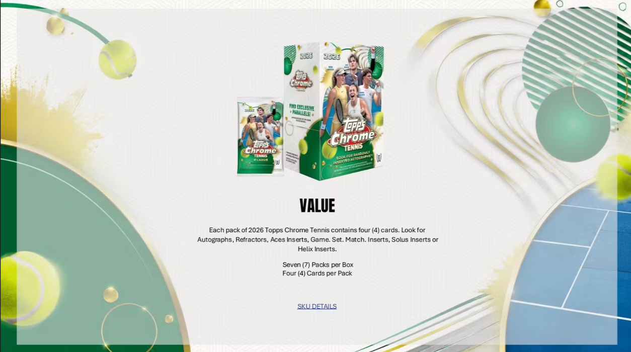2026 Topps Chrome Tennis Hobby Box (Pre-Order: September 30)