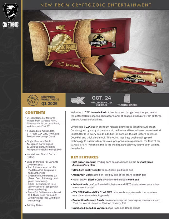 2025 Cryptozoic CZX Jurassic Park Hobby Box