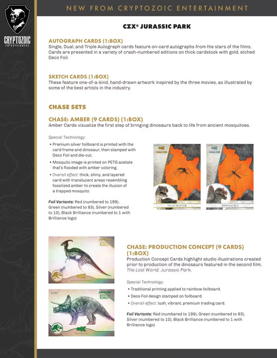 2025 Cryptozoic CZX Jurassic Park Hobby Box
