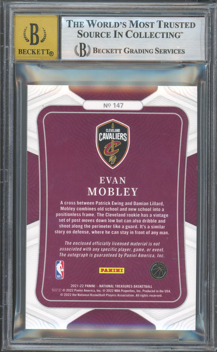 2021-22 Panini National Treasures Rookie Patch Autographs Bronze #147 Evan Mobley/49 BGS 9.0