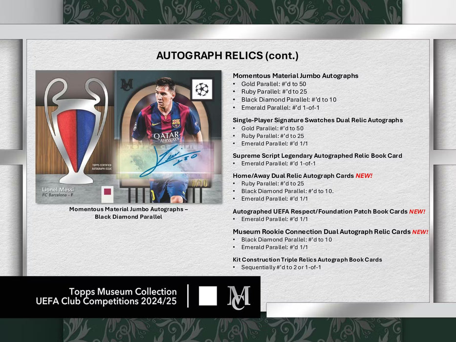 2024/25 Topps UEFA Club Competitions Museum Collection Soccer Hobby Box